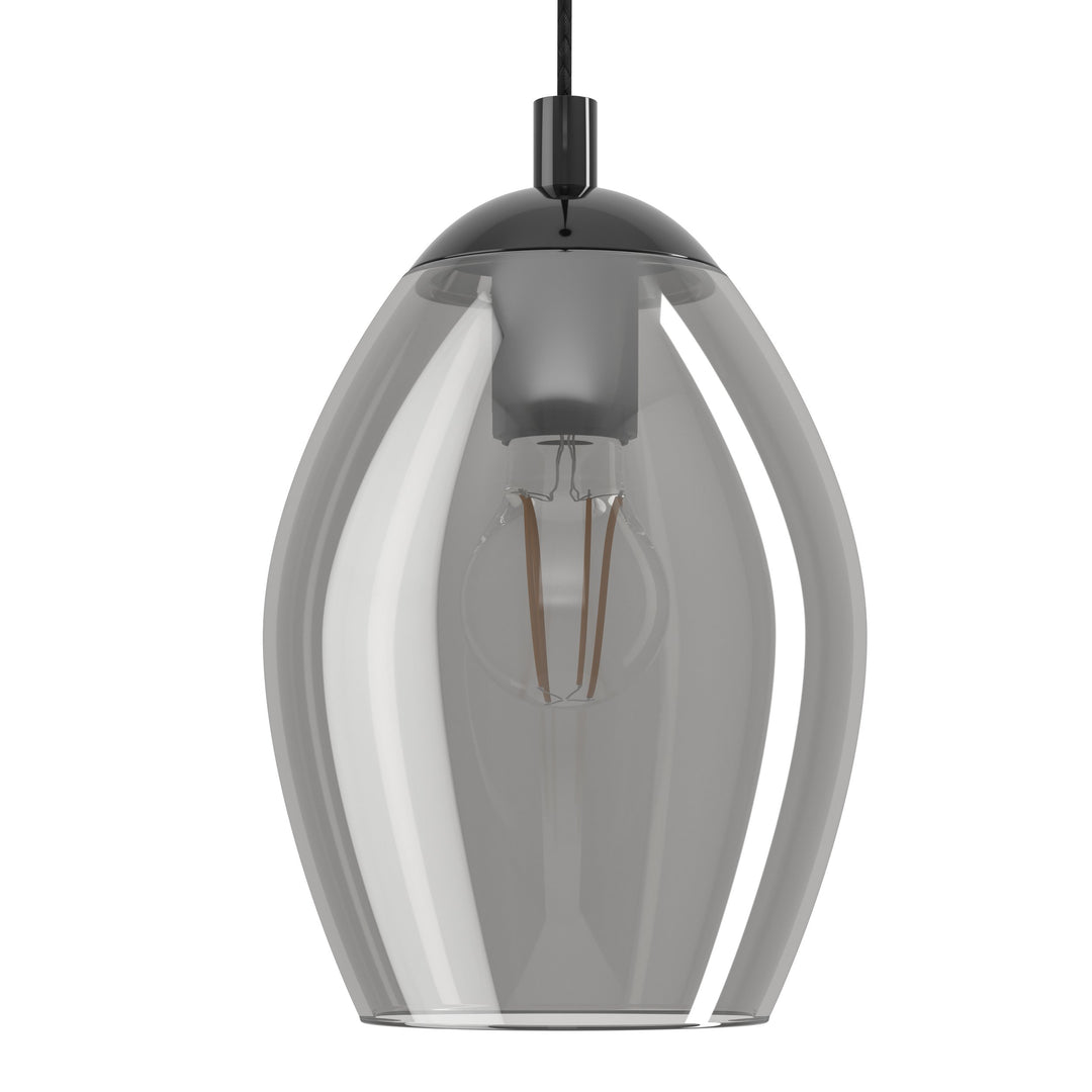 Hängeleuchte Estanys nickel-nero Glas bedampft schwarz-transparent 4X60W L:113 H:150 cm in