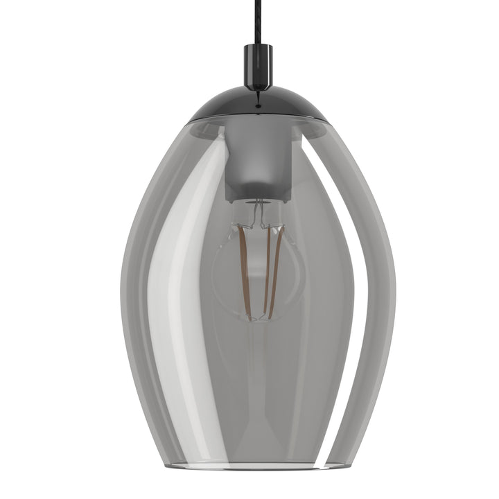 Hängeleuchte Estanys nickel-nero Glas bedampft schwarz-transparent 4X60W L:113 H:150 cm in