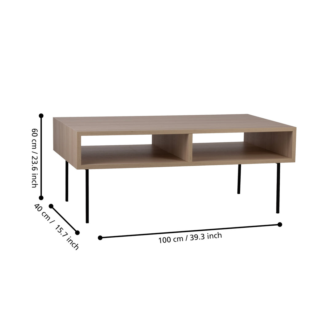 Couchtisch Digos schwarz, braun  L:100 H:40 cm in