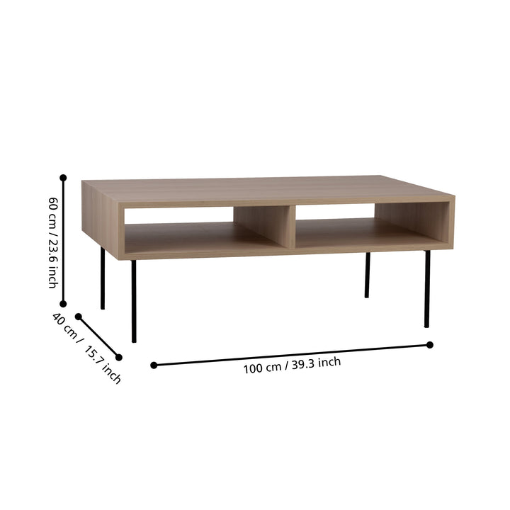 Couchtisch Digos schwarz, braun  L:100 H:40 cm in