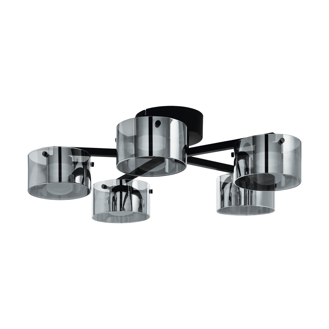 Deckenleuchte Copillos schwarz Glas bedampft schwarz-transparent 5X5,4W H:18 Ø 65,5 cm in