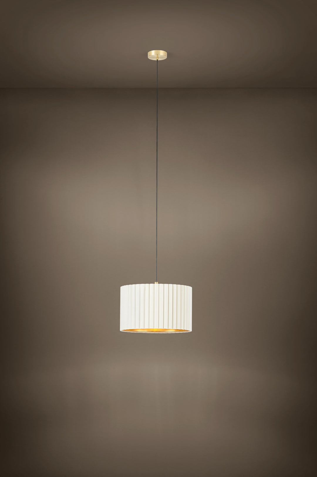 Hängeleuchte Tamaresco messing-gebürstet Samt weiss, gold 1X40W H:150 Ø 38 cm in