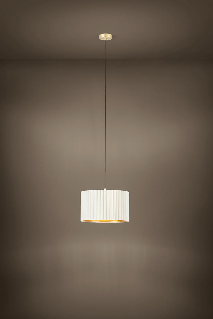 Hängeleuchte Tamaresco messing-gebürstet Samt weiss, gold 1X40W H:150 Ø 38 cm in