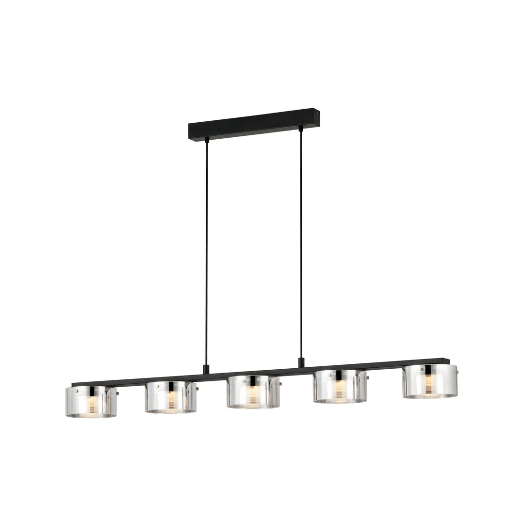 Hängeleuchte Copillos schwarz Glas bedampft schwarz-transparent 5X5,4W L:116 H:150 cm in