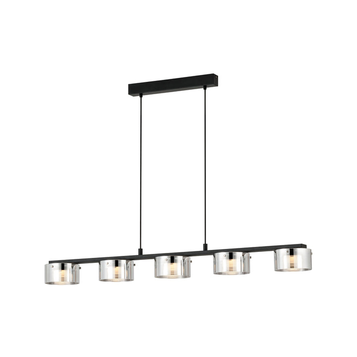 Hängeleuchte Copillos schwarz Glas bedampft schwarz-transparent 5X5,4W L:116 H:150 cm in