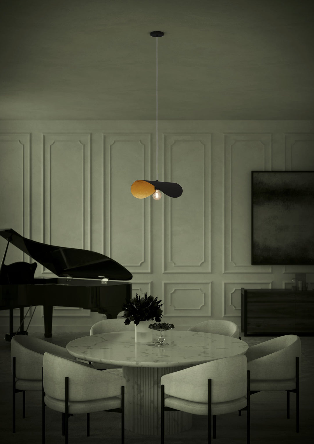Hängeleuchte Saceda schwarz, gold 1X40W L:53 H:150 cm in