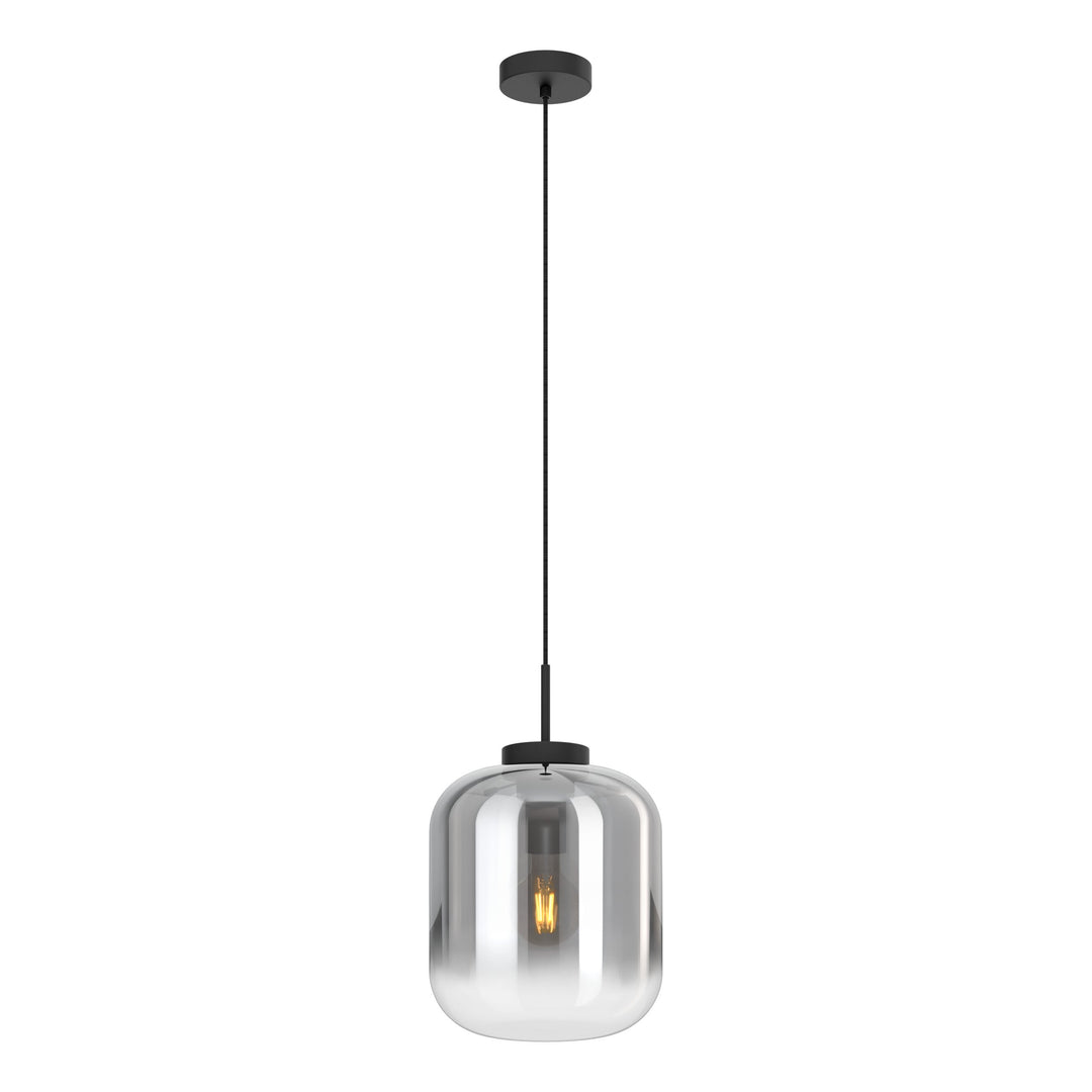 Hängeleuchte Bulciago schwarz Glas bedampft schwarz-transparent 1X40W H:150 Ø 25 cm in