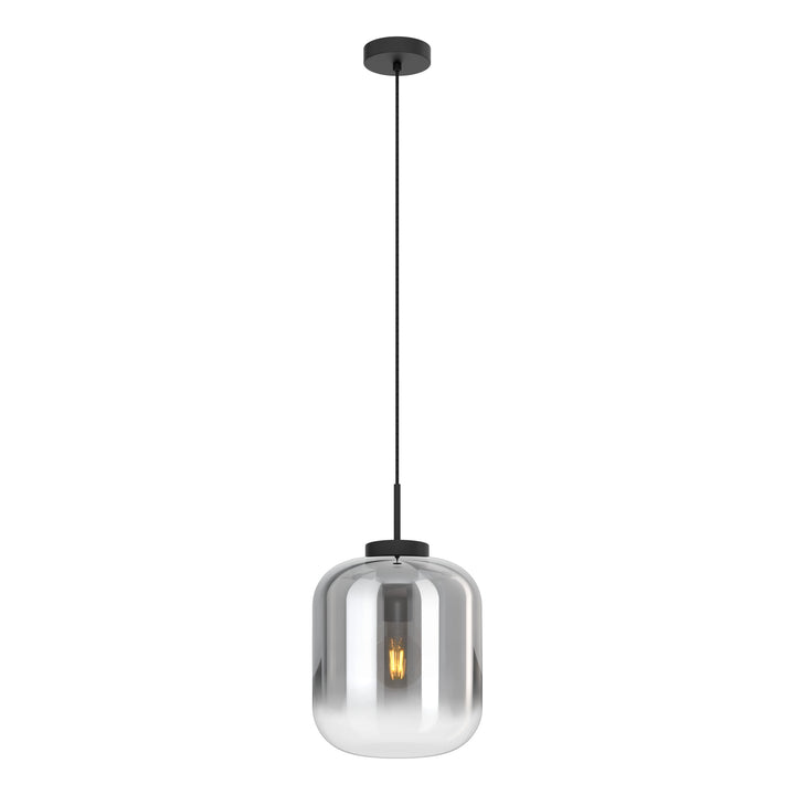 Hängeleuchte Bulciago schwarz Glas bedampft schwarz-transparent 1X40W H:150 Ø 25 cm in