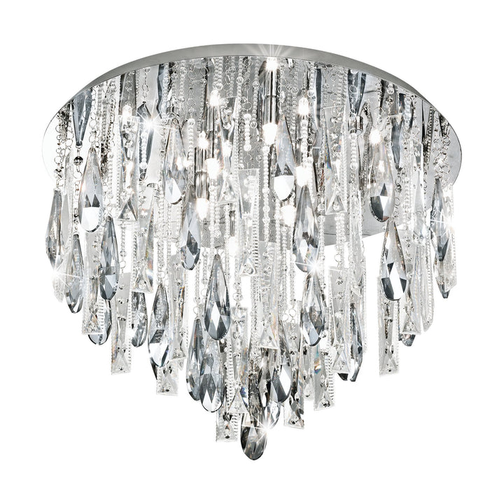 Deckenleuchte Calaonda chrom Brillantglas klar 8X33W H:48 Ø 58 cm in