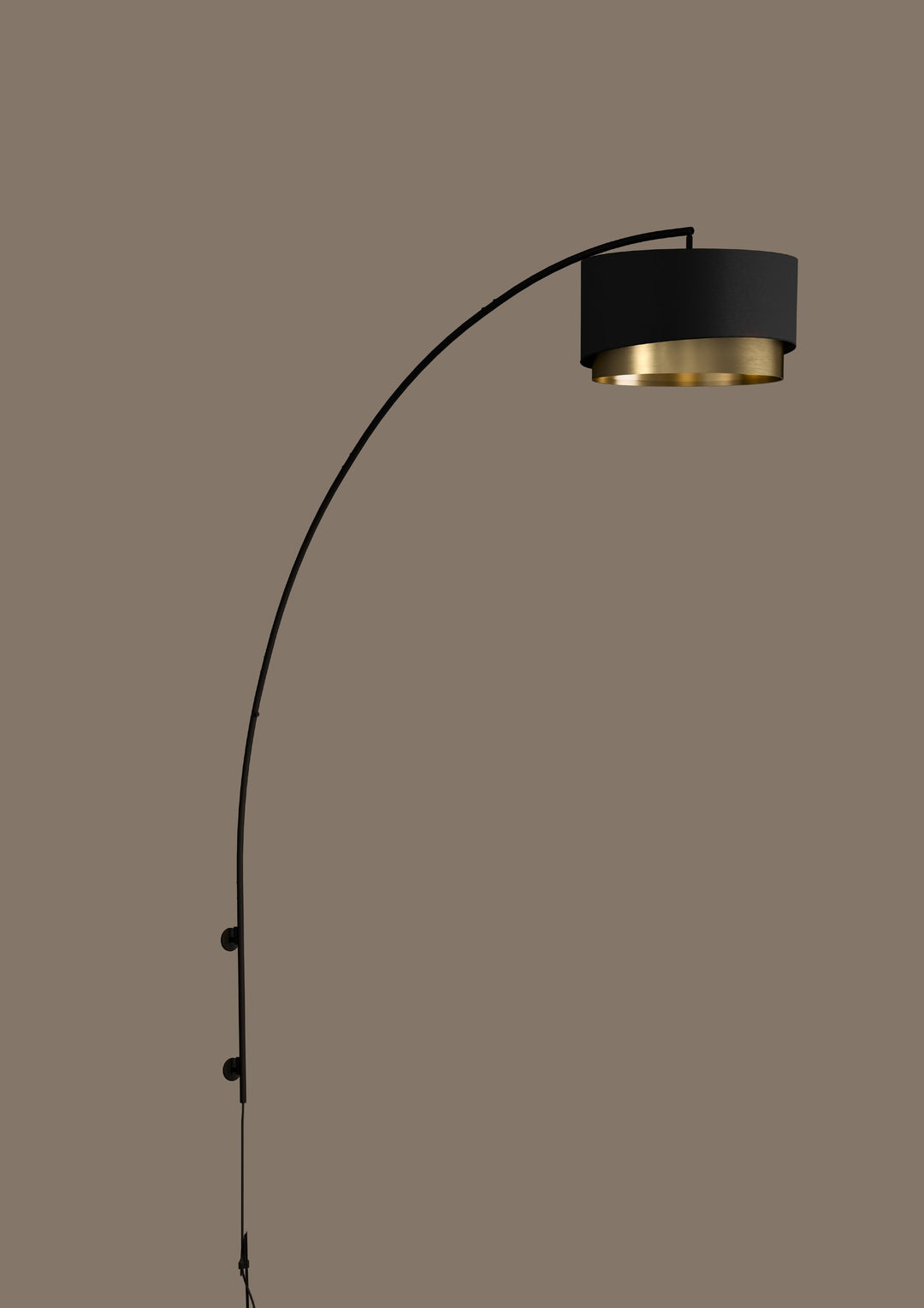 Wandleuchte Manderline mit Dimmer (Touchdimmer) schwarz Textil schwarz, messing 1X40W L:45 H:189 cm in
