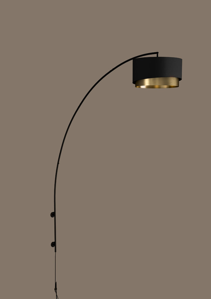 Wandleuchte Manderline mit Dimmer (Touchdimmer) schwarz Textil schwarz, messing 1X40W L:45 H:189 cm in