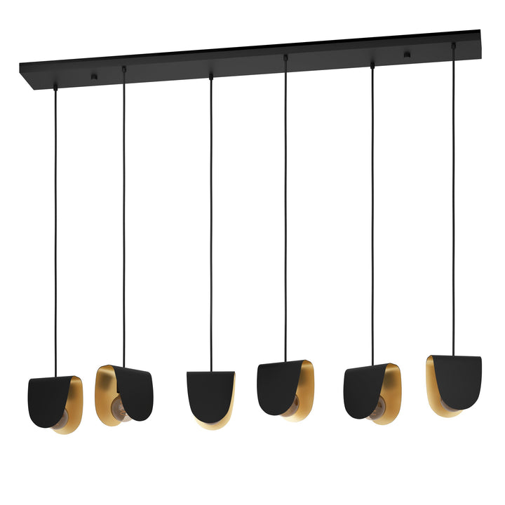 Hängeleuchte Serenara schwarz, gold 6X40W L:138 H:150 cm in