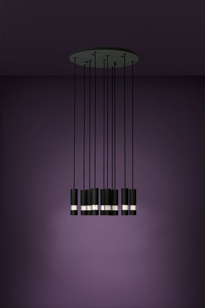 Hängeleuchte Bernabeta schwarz Kunststoff transparent 10X4,6W H:150 Ø 58 cm in
