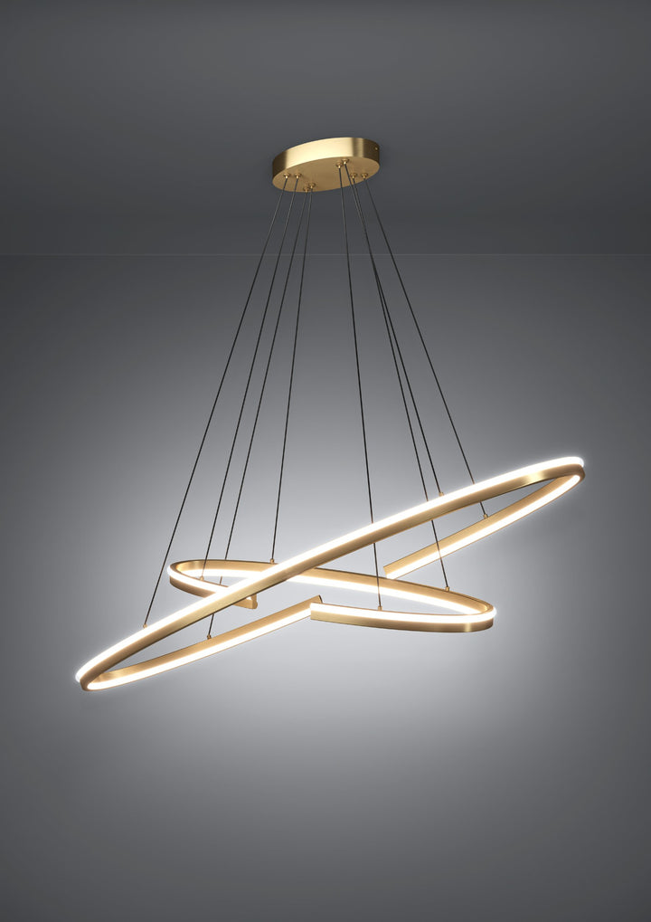 Hanging lamp Bogado with remote control gold-colored plastic white 50W L:120 H:180 cm in