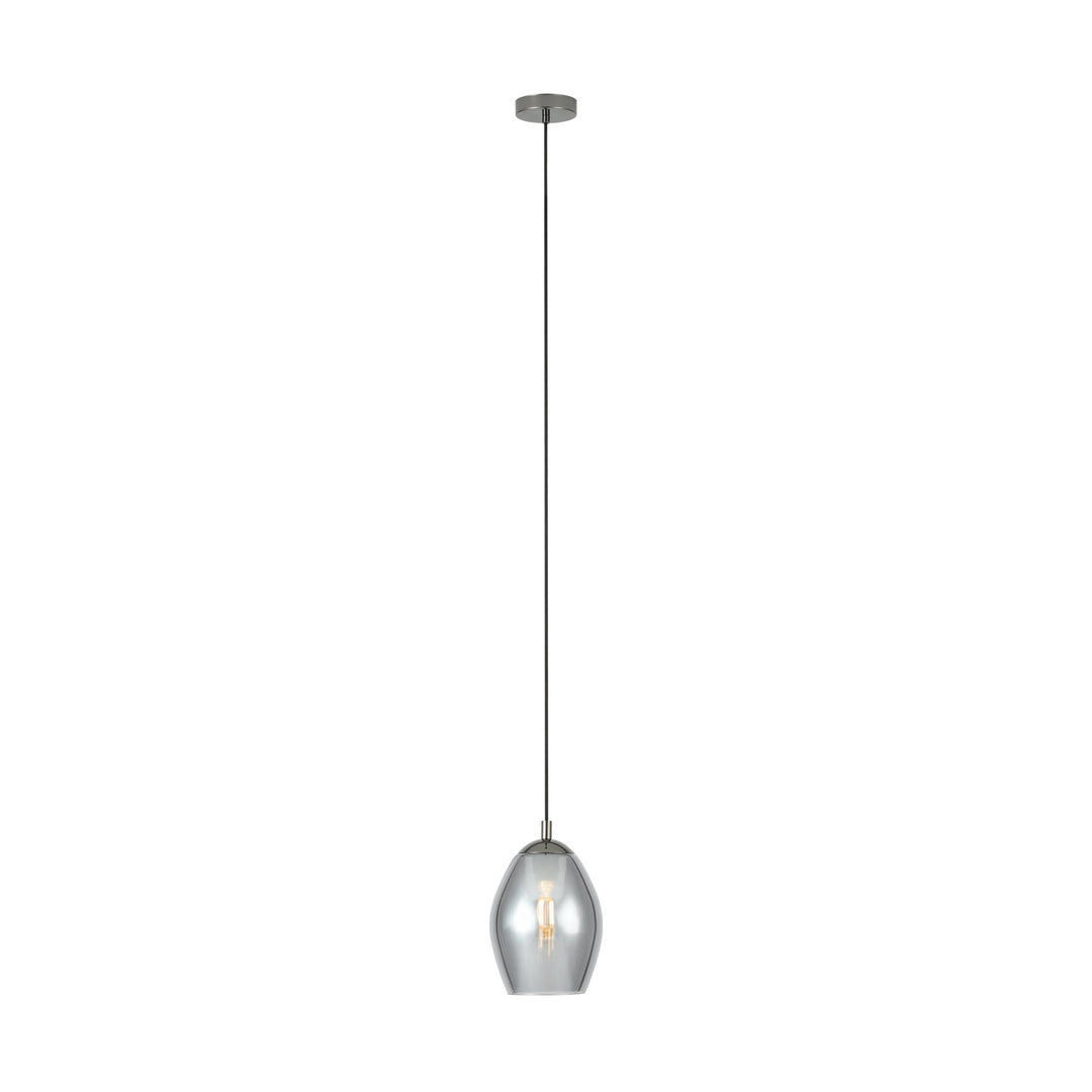 Hängeleuchte Estanys nickel-nero Glas bedampft schwarz-transparent 1X60W H:150 Ø 19 cm in