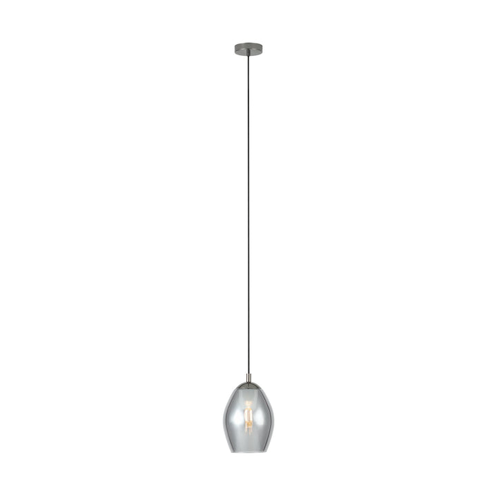 Hängeleuchte Estanys nickel-nero Glas bedampft schwarz-transparent 1X60W H:150 Ø 19 cm in