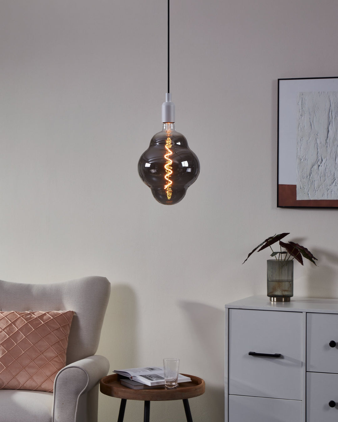 Light source Lm_led_e27 glass black-transparent 1X4W L:29 Ø 20 cm in
