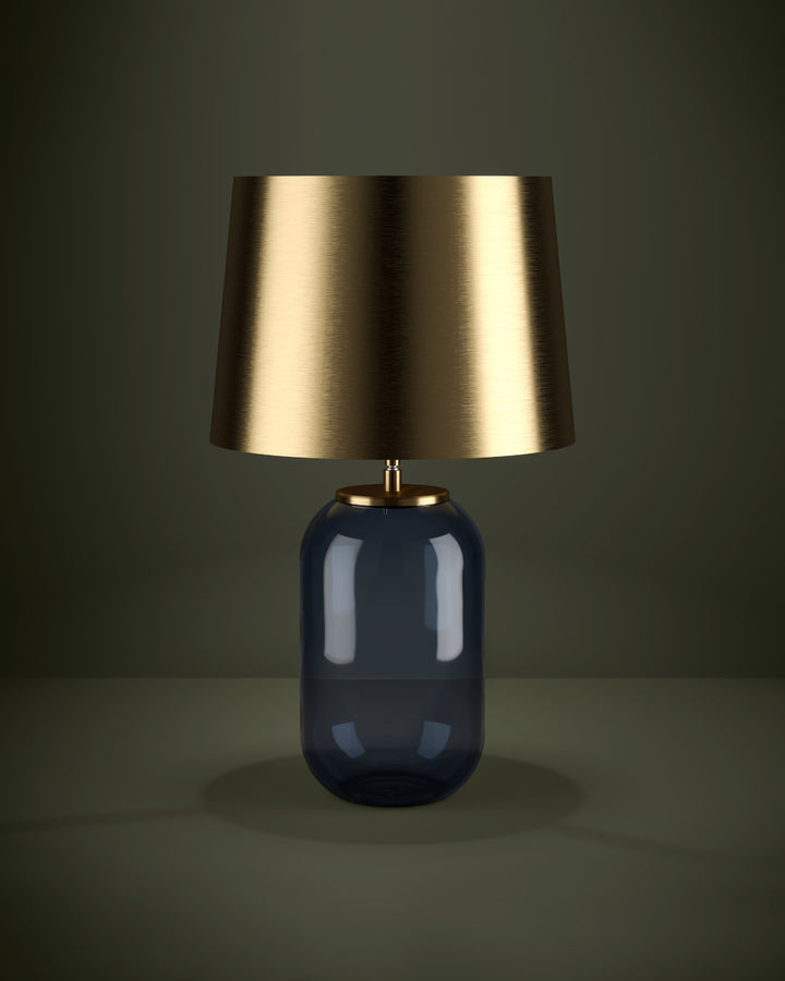 Table lamp Cuite with switch petrol steel brass-brushed 1X40W H:60,5 Ø 35 cm in