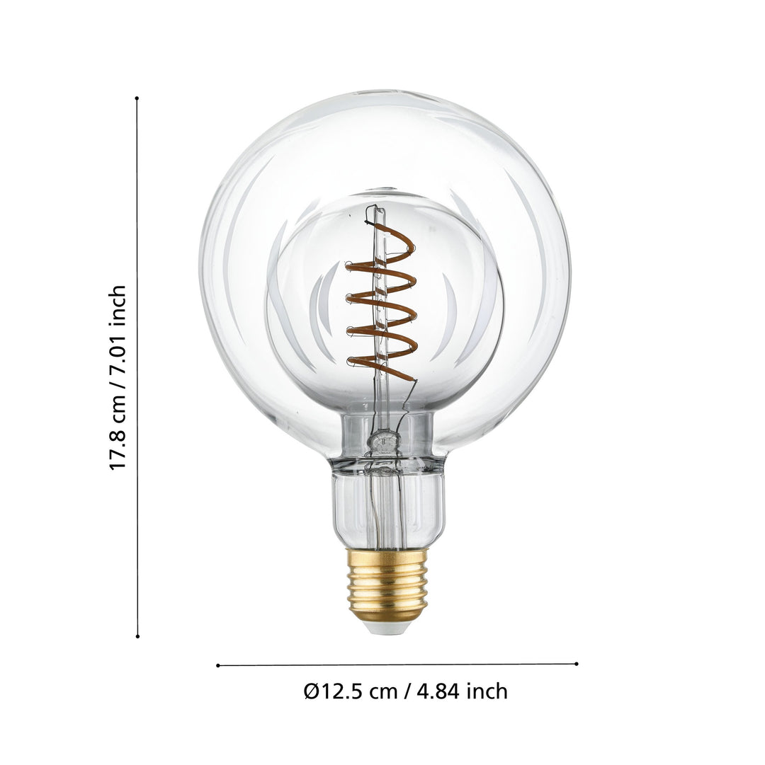 Light source Lm_led_e27 glass black-transparent, clear 1X2W L:17.8 Ø 12.5 cm in