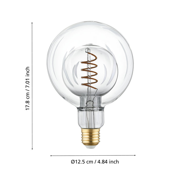Light source Lm_led_e27 glass black-transparent, clear 1X2W L:17.8 Ø 12.5 cm in