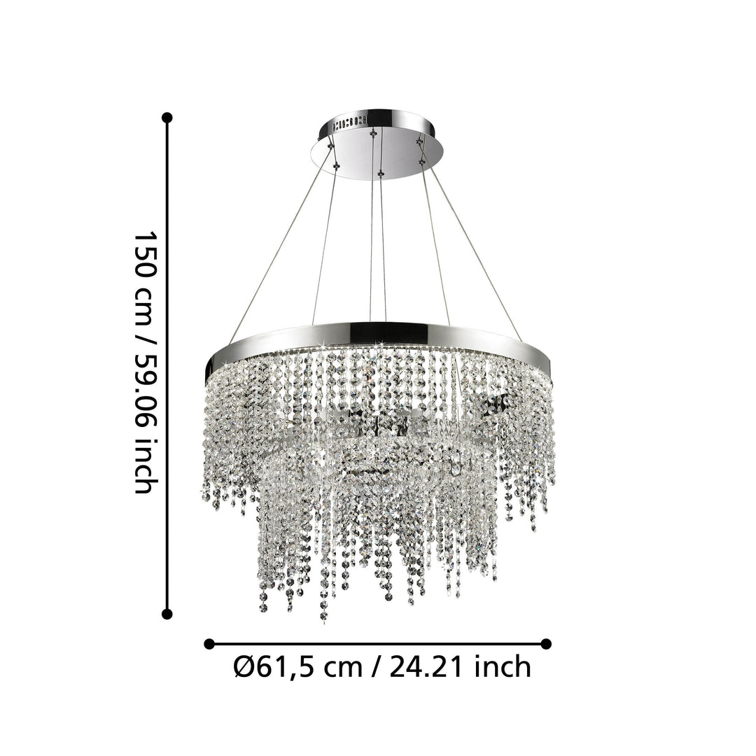 Hängeleuchte Antelao  chrom Brillantglas klar 45W H:150 Ø 61 cm in