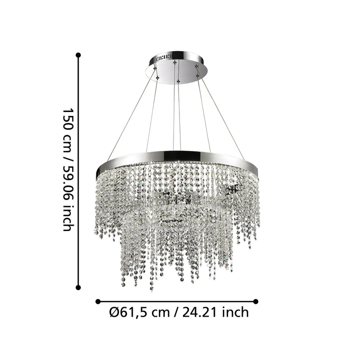 Hängeleuchte Antelao  chrom Brillantglas klar 45W H:150 Ø 61 cm in