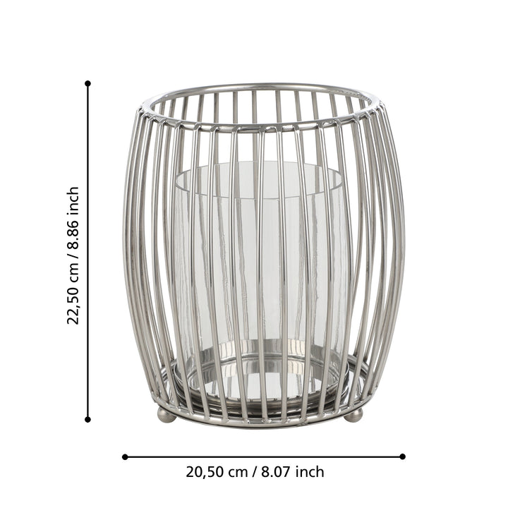Windlicht Rumoi chrom  H:22,5 Ø 20,5 cm in