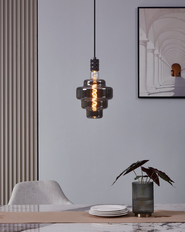 Light source Lm_led_e27 glass black-transparent 1X4W L:29 Ø 20 cm in