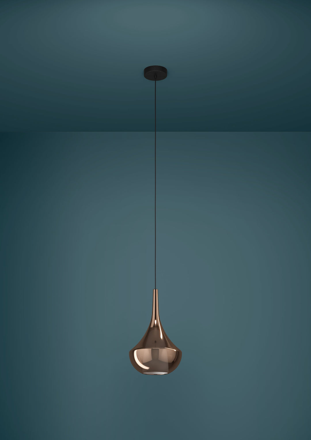 Hängeleuchte Almoster schwarz Glas bedampft kupferfarben 1X28W H:150 Ø 25 cm in