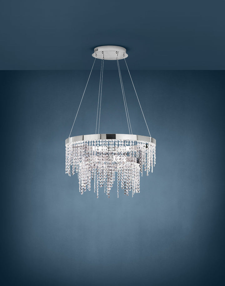 Hängeleuchte Antelao  chrom Brillantglas klar 45W H:150 Ø 61 cm in