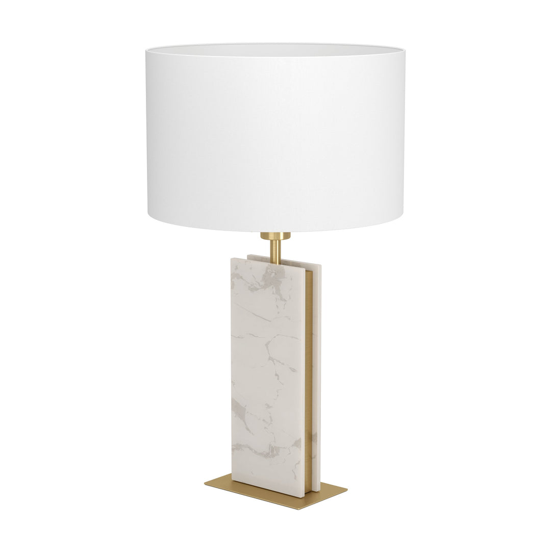 Table lamp Belesar with switch brass-brushed, white textile white 1X40W H:67 Ø 38 cm in