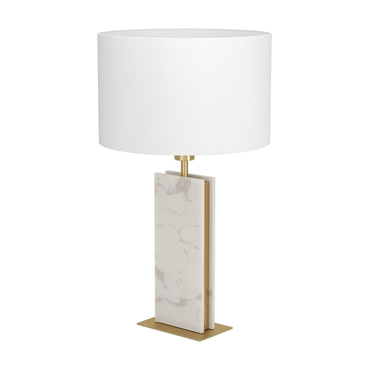 Table lamp Belesar with switch brass-brushed, white textile white 1X40W H:67 Ø 38 cm in