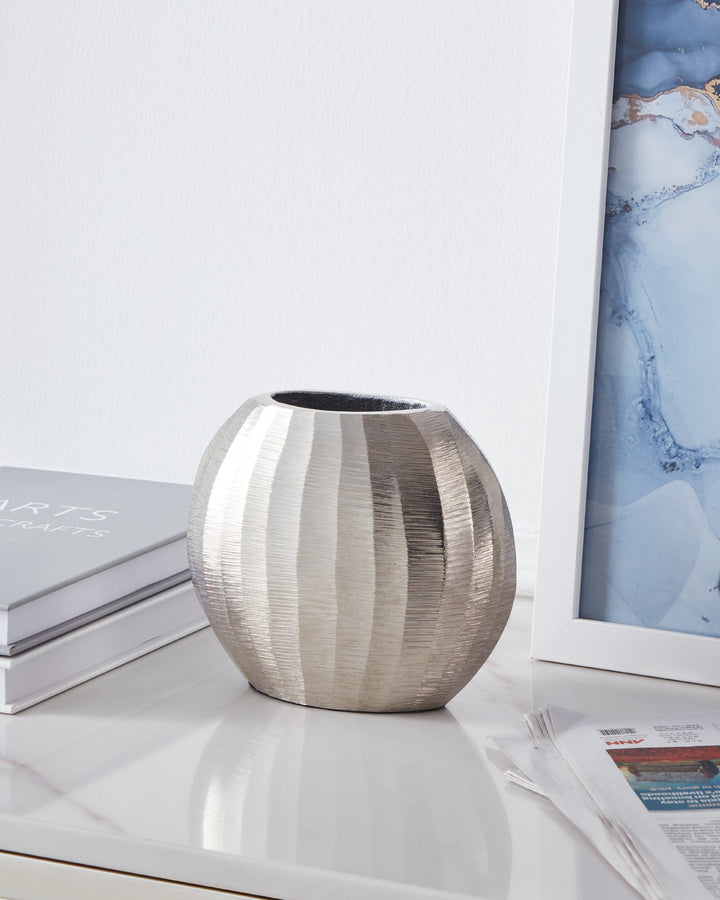Metal vase Abucay nickel L:15 H:13 cm in