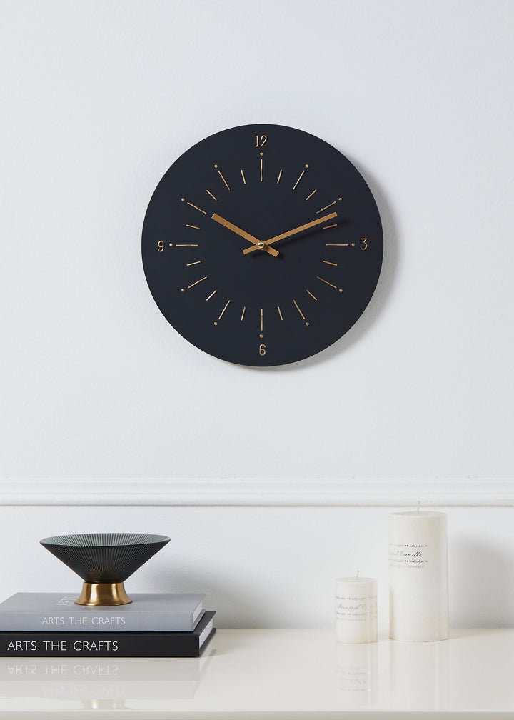 Uhr Takahagi schwarz, messing  Ø 30 cm in
