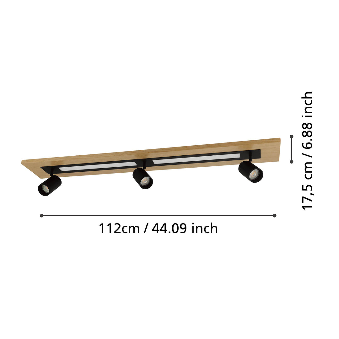Deckenleuchte Torrestralle  braun, schwarz Kunststoff weiss 2X12W und 3X4,5W L:112 H:15 cm in