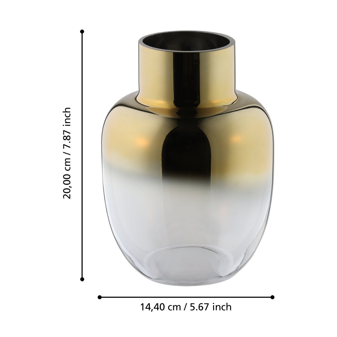 Glasvase Siranana klar, messing  H:20 Ø 14,4 cm in