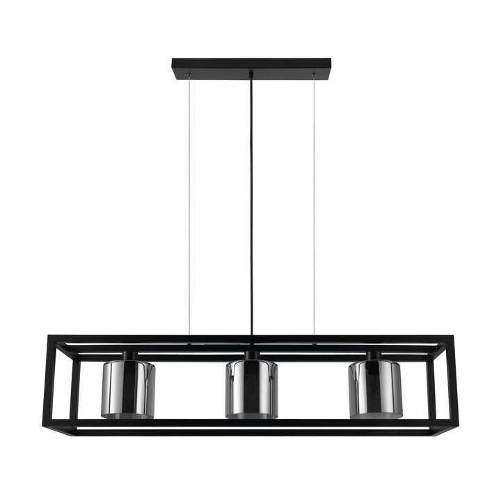 Hängeleuchte Brisling schwarz Glas bedampft schwarz-transparent 3X60W L:110 H:110 cm in