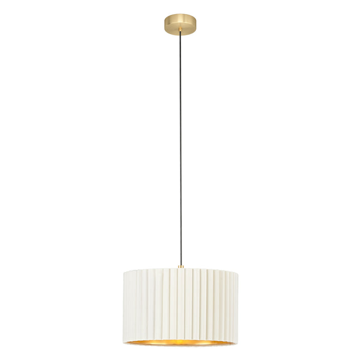 Hängeleuchte Tamaresco messing-gebürstet Samt weiss, gold 1X40W H:150 Ø 38 cm in