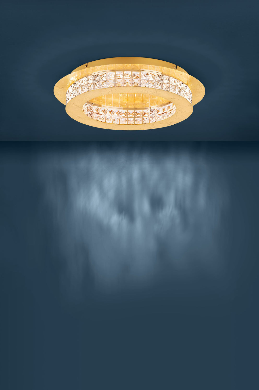 Deckenleuchte Principe  goldfarben Brillantglas klar 10X3,15W H:10,5 Ø 50 cm in