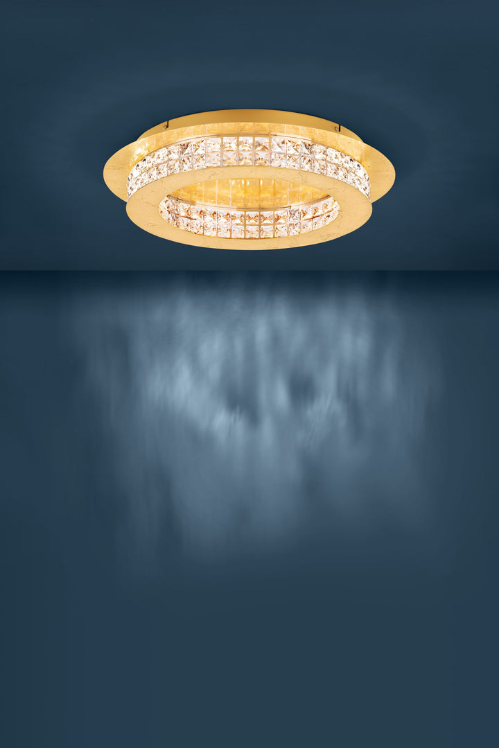Deckenleuchte Principe  goldfarben Brillantglas klar 10X3,15W H:10,5 Ø 50 cm in