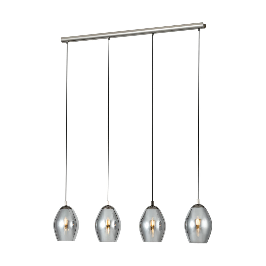 Hängeleuchte Estanys nickel-nero Glas bedampft schwarz-transparent 4X60W L:113 H:150 cm in