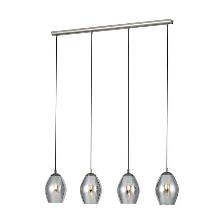 Hängeleuchte Estanys nickel-nero Glas bedampft schwarz-transparent 4X60W L:113 H:150 cm in