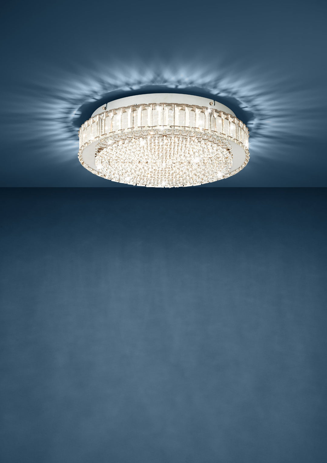 Deckenleuchte Balparda chrom Brillantglas klar 23,5W H:11 Ø 41 cm in