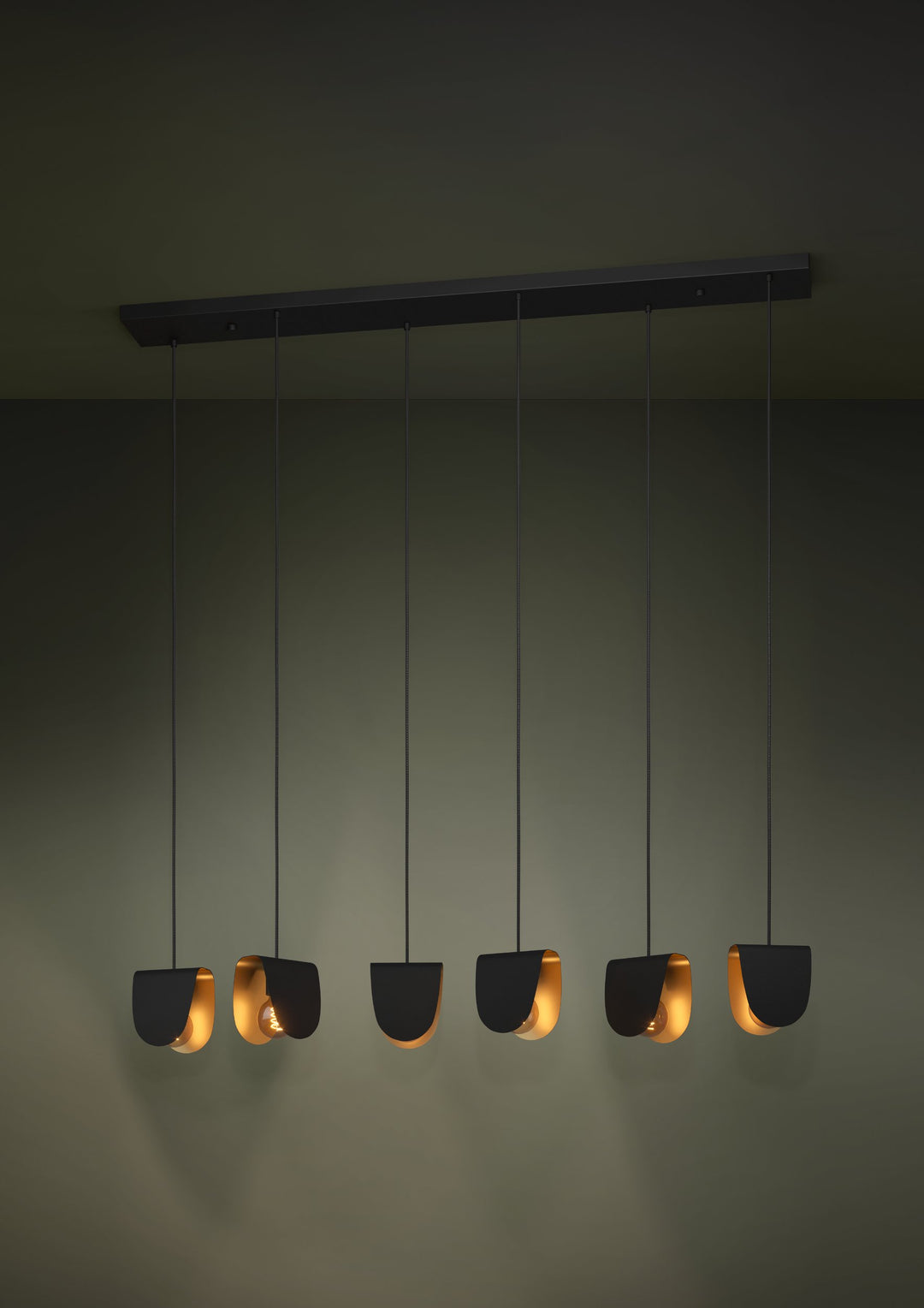 Hängeleuchte Serenara schwarz, gold 6X40W L:138 H:150 cm in