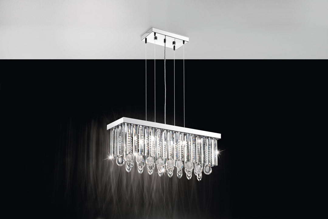 Hängeleuchte Calaonda chrom Brillantglas klar 7X33W L:69 H:110 cm in