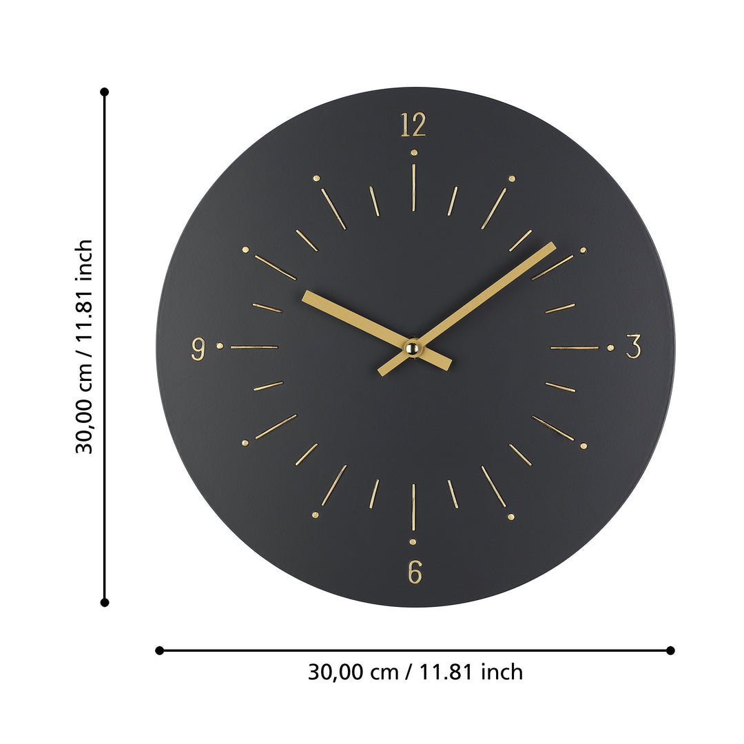 Uhr Takahagi schwarz, messing  Ø 30 cm in
