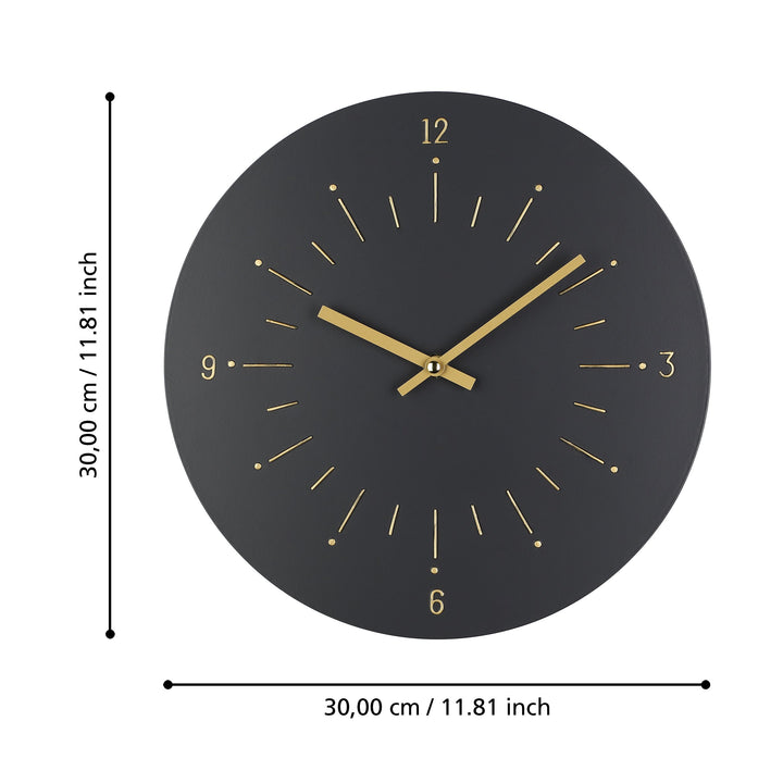 Uhr Takahagi schwarz, messing  Ø 30 cm in
