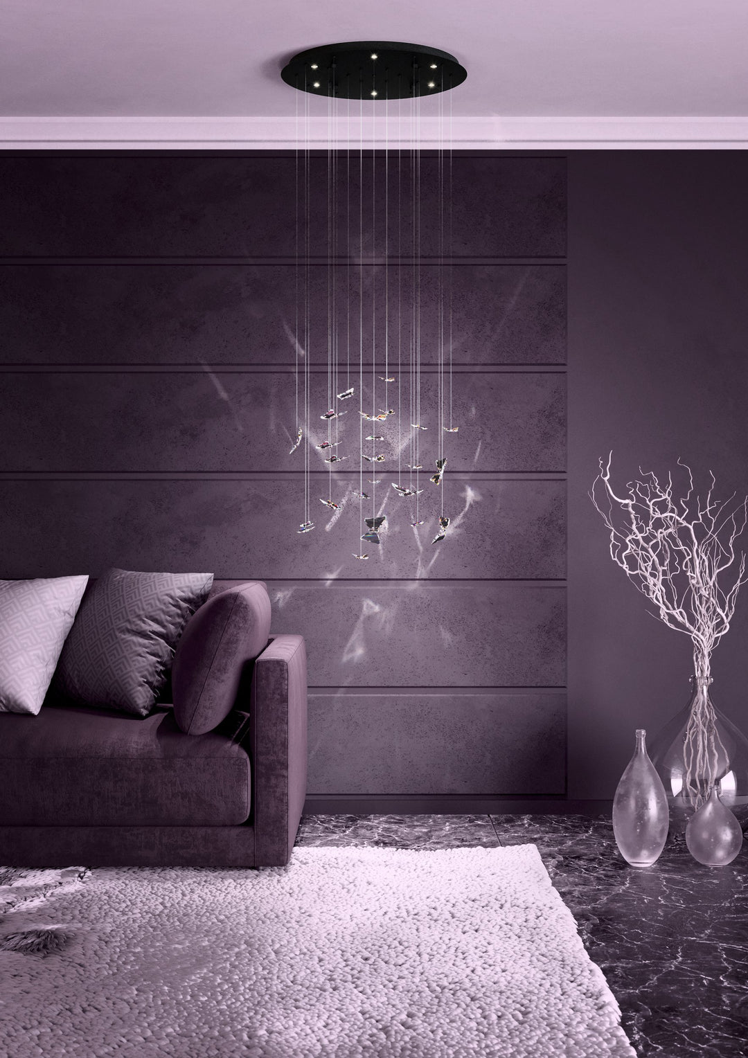 Hängeleuchte Adrados schwarz Brillantglas klar 6X4,2W H:153 Ø 58 cm in