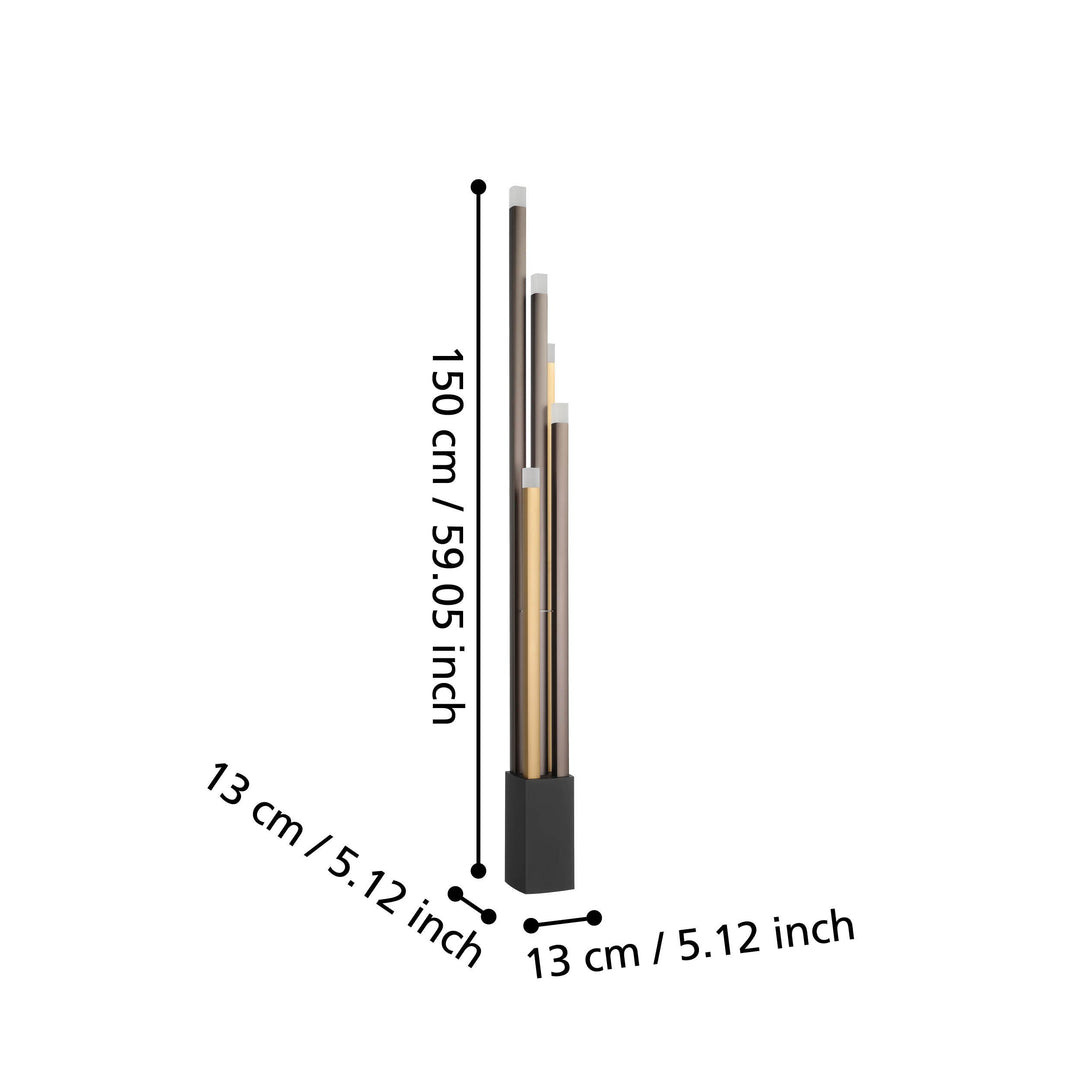 Stehleuchte Estanterios mit Dimmer (Touchdimmer) schwarz, braun, gold Kunststoff satiniert 5X3,7W H:160 cm in