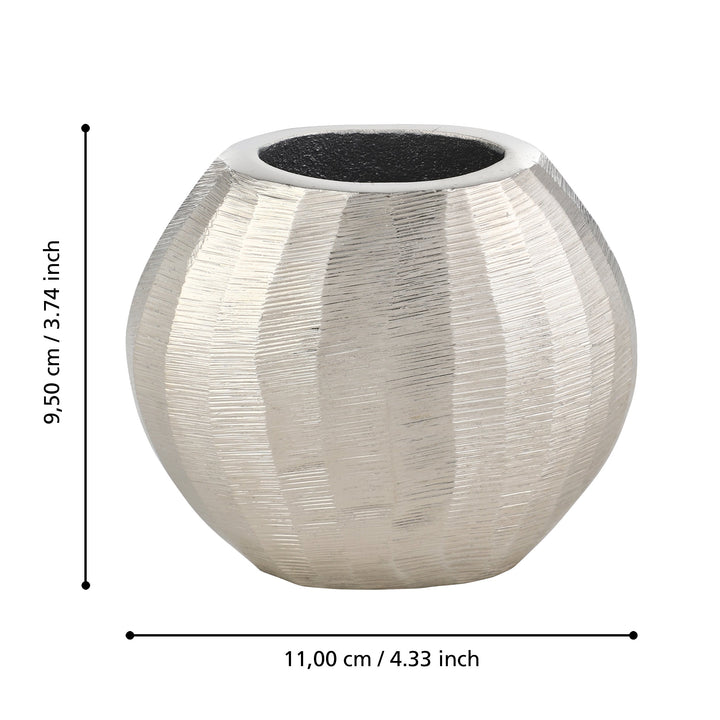 Metal vase Abucay nickel L:11 H:9.5 cm in